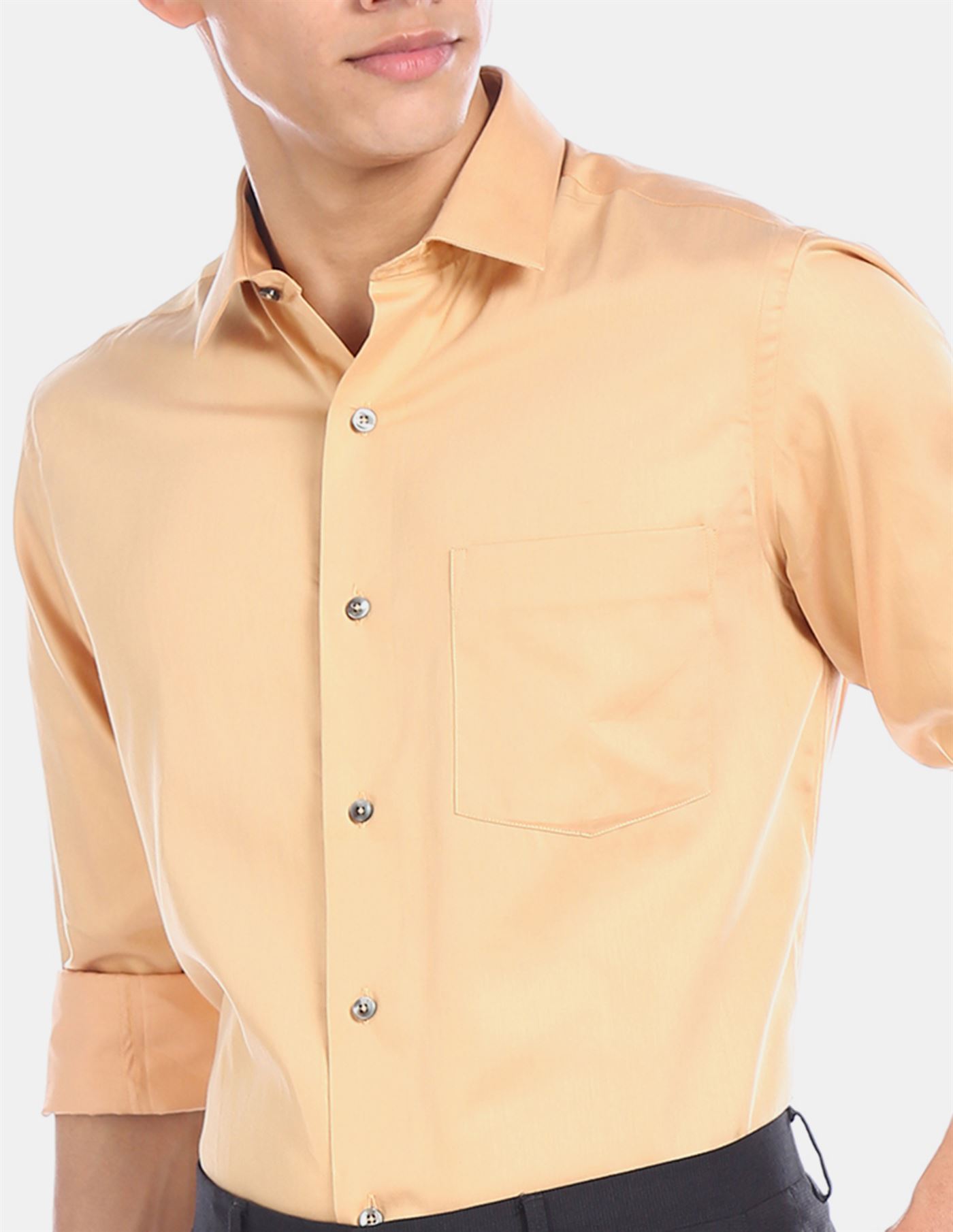 Arrow Men Formal Wear Gold Shirt